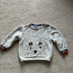 Mayoral Baby Boy Knit Sweater w/ Kangaroo Pocket ~ Speckled Cream 18 Month